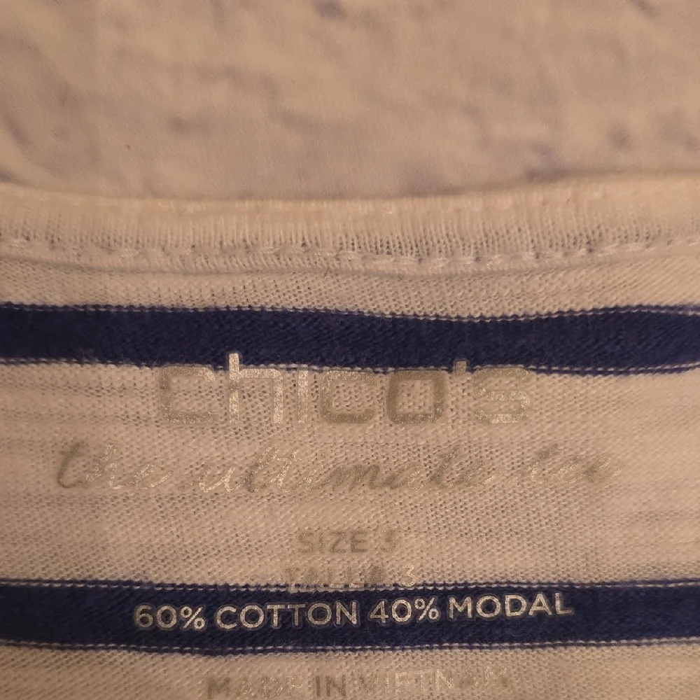 Chico's Navy and White Striped Top - Picture 3 of 5